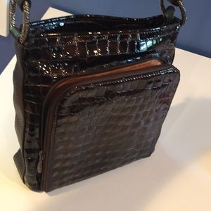 Brighton brown patent leather shoulder bag
